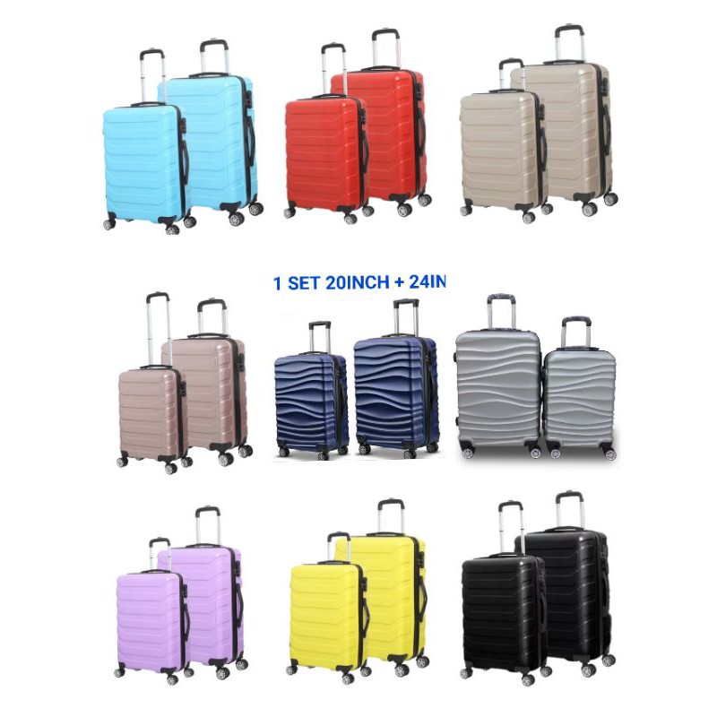 ABS TRAVEL LUGGAGE BAGS 2 IN 1 SET 20"INCH+24"INCH / BEG BAGASI ...