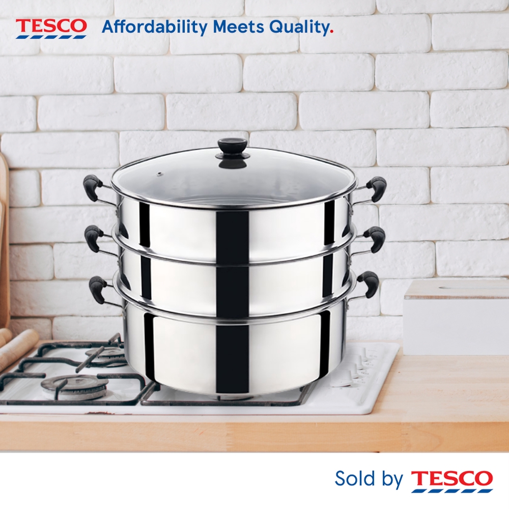 Tesco Stainless Steel 3 Tier Steamer 32 cm Shopee Malaysia