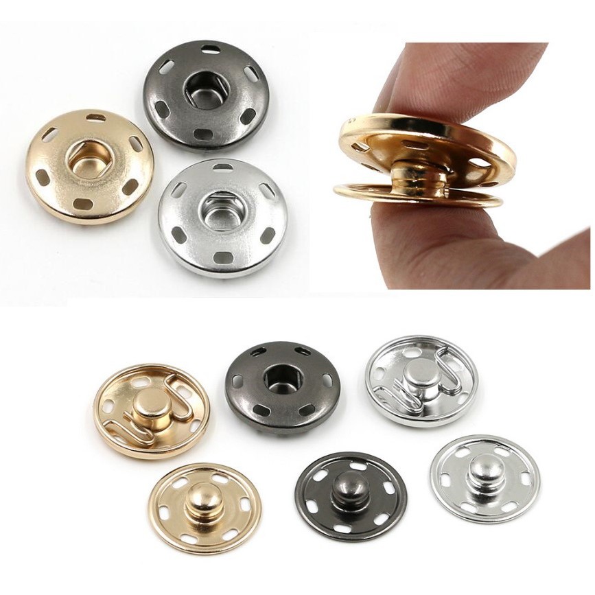 20Sets Hidden Button Metal Sewing Button Snap Fastener Press Stud Sew ...