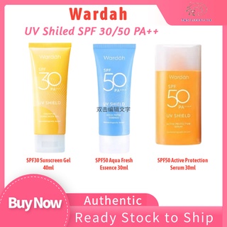 Wardah UV Shield Essential Sunscreen Gel SPF30/Aqua Fresh Essence SPF50/ Active Protection Serum SPF50 Halal Sunblock