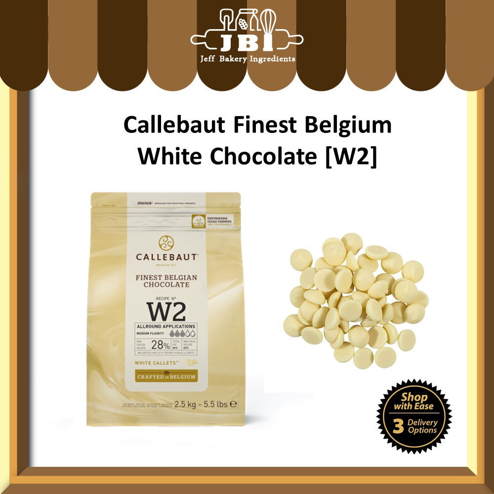 Callebaut W2 White Chocolate 28% White Callets Belgium Finest Baking Chocolate