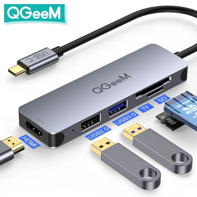 QGeem USB C Hub HDMI Adapter 5 in 1 Type C Hub to HDMI 4k Multiport