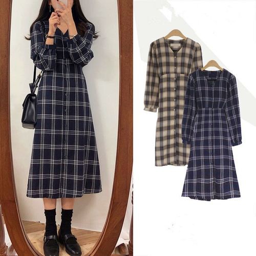 plaid dress long