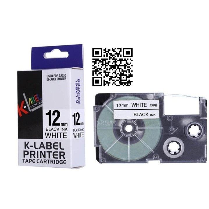 12mm(W) White/Yellow Background Black Ink & Black Background White Ink  Plastic Label Tape Cartridge Casio Label Maker | Shopee Malaysia