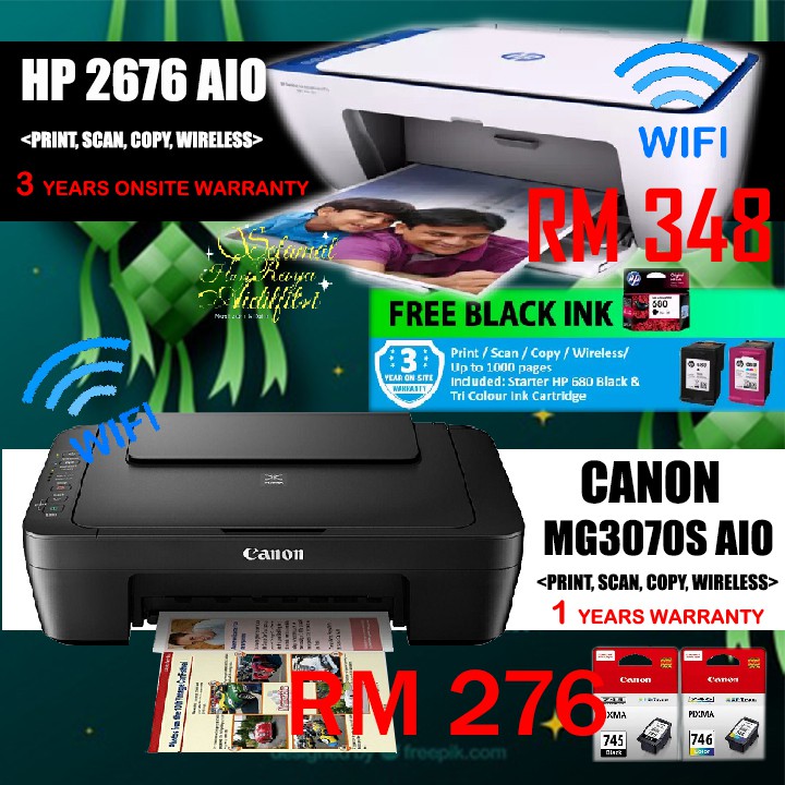 Refurbished Laptop 1 Month Warranty Hp Printer Aio 2676 Canon 3070s Wifi Print Scan Copy Wireless Shopee Malaysia