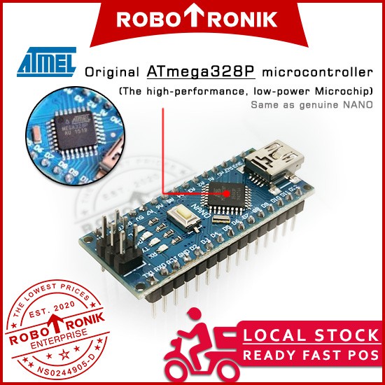 NANO Microcontroller ATmega328 Development Board - Arduino Compatible ...
