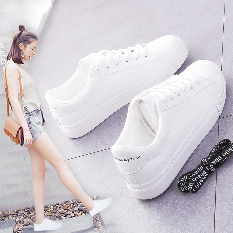 Fashion Women Sneakers Breathble Comfortable Casual Lace Up White Shoes