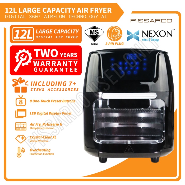 【NEXON】 DIGITAL Large High Capacity (12L) AIR FRYER OVEN 360° Airflow Technology Ai 12 Litre Large Air Fryer NX-AF6501