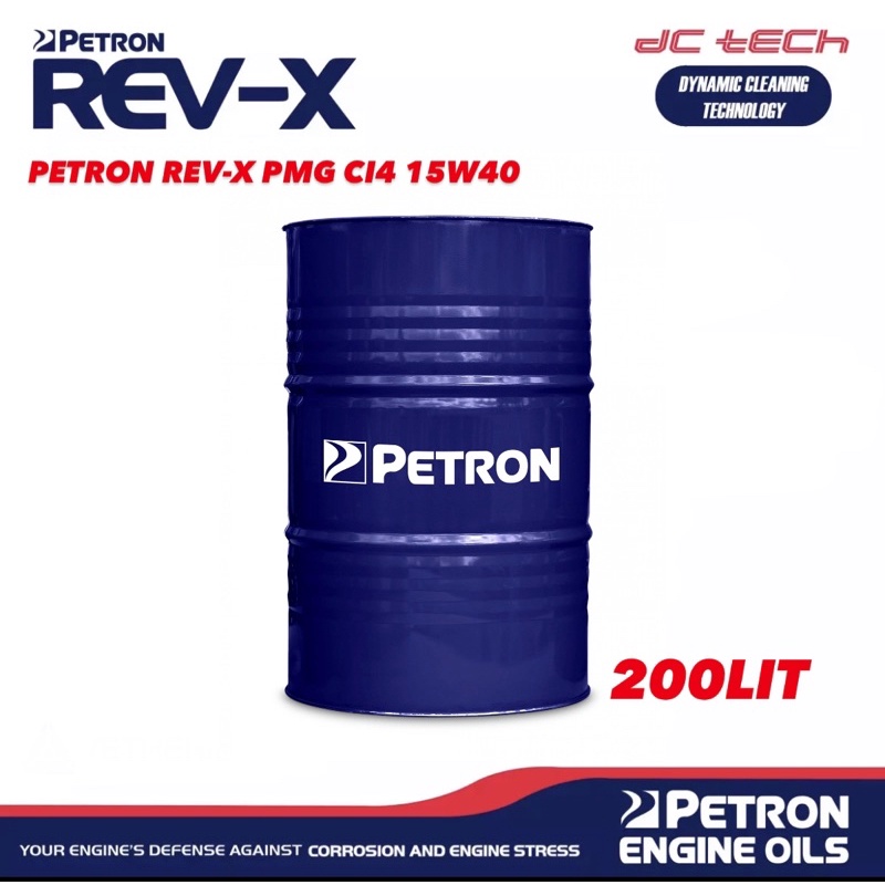 PETRON REVX PREMIUM MULTIGRADE ENGINE OIL (15W40) CI4/SL , 200L *SHELL