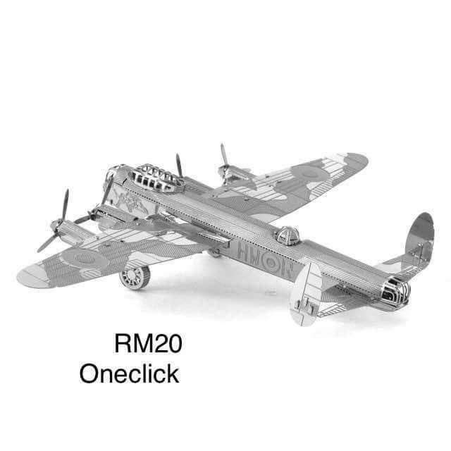 DIY 3D Silver Avro Lancaster RM20 Size 9 x 13.5 x 2.6cm