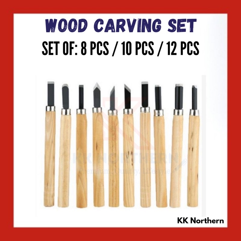 12Pcs Wood Chisels Set Knife Carving Tools Kit Set Wood Craving Art