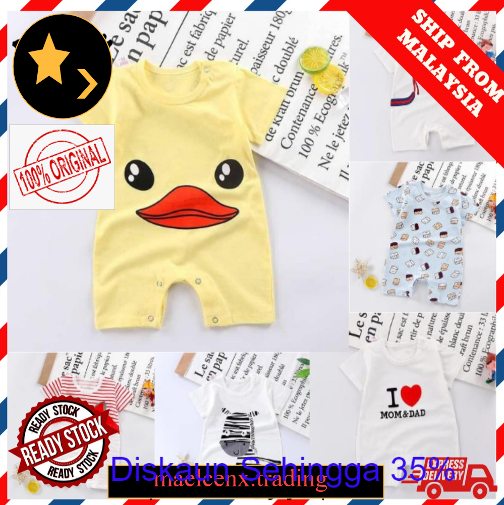 Ready Stock Baby One Piece Short Sleeve Newborn Baby Creeper Baby Romper Short Sleeve Baju Bayi Baju Romper Mickey Mouse 66cm New Pgmall