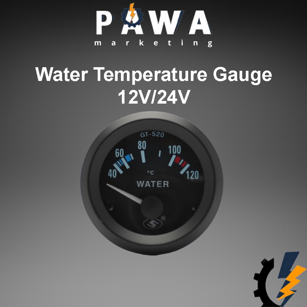 Pawa Heavy Duty Analogue Racing Car Monitor Water Temp Temperature Thermometer Meter Gauge 12V 24V