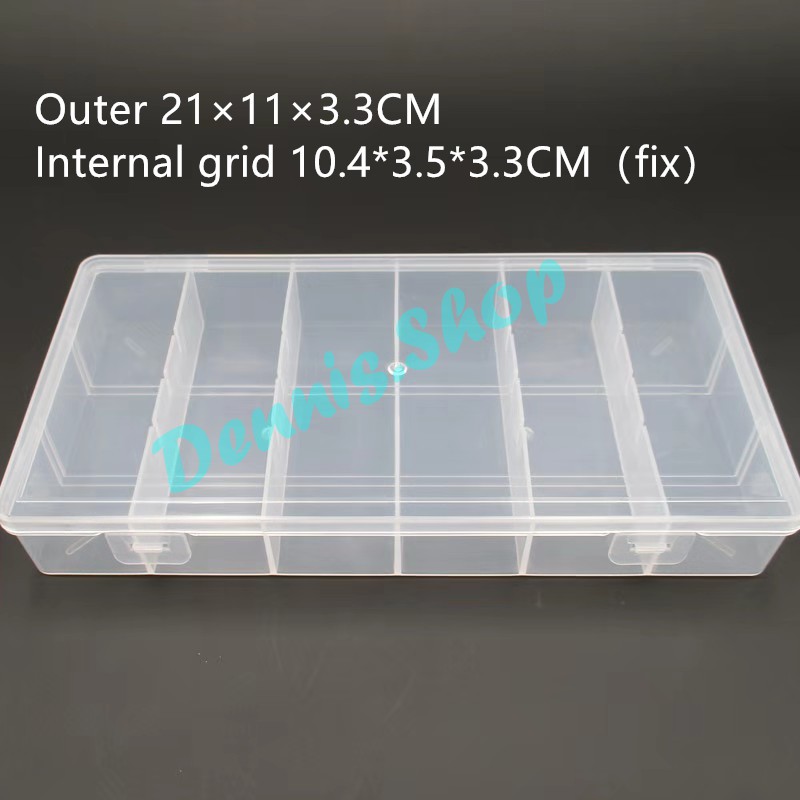 Transparent rectangular fixed vertical 6 grid plastic electronic component tool storage box透明长方形固定竖6格塑料电子元件包装盒五金工具收纳盒