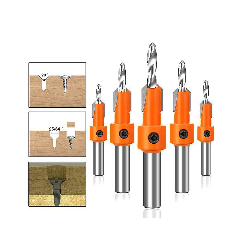 Aluminum Countersink Drill Alloy HSS Drill Bit Set Screw Woodworking