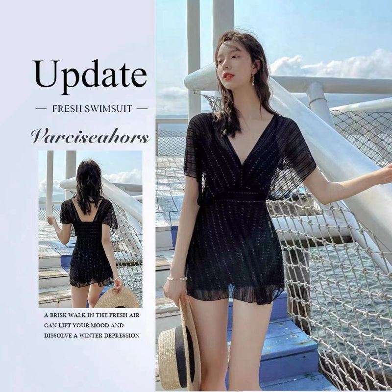 Swimsuit Ladies One Piece Black Lace Plus Size Swimsuit Korean Style ...