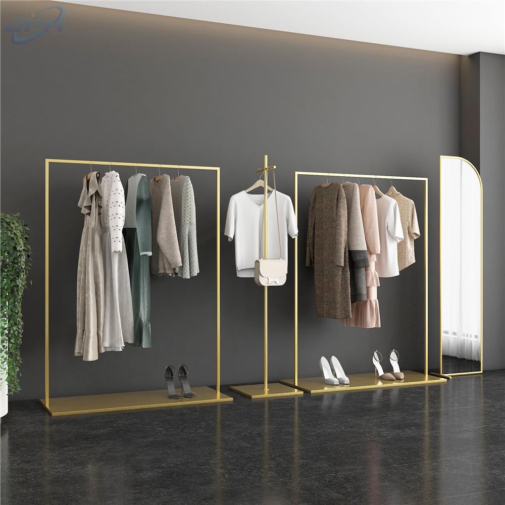 Wrought iron clothes rack, hanger clothing store display rack for floor