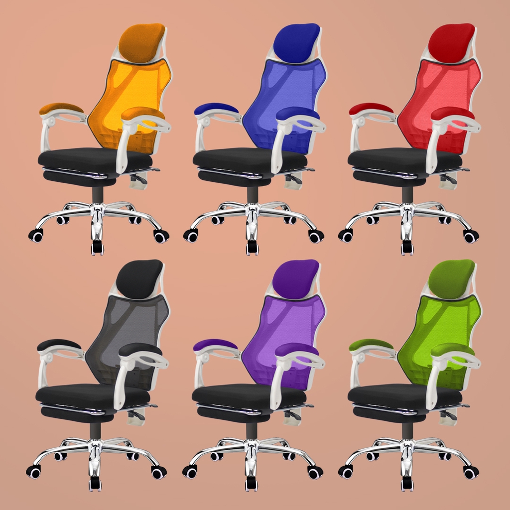 [READY STOCK] FINSSO: Mesh High Back Reclining Lock Office Chair With Hidden Leg Rest - Kerusi Pejabat