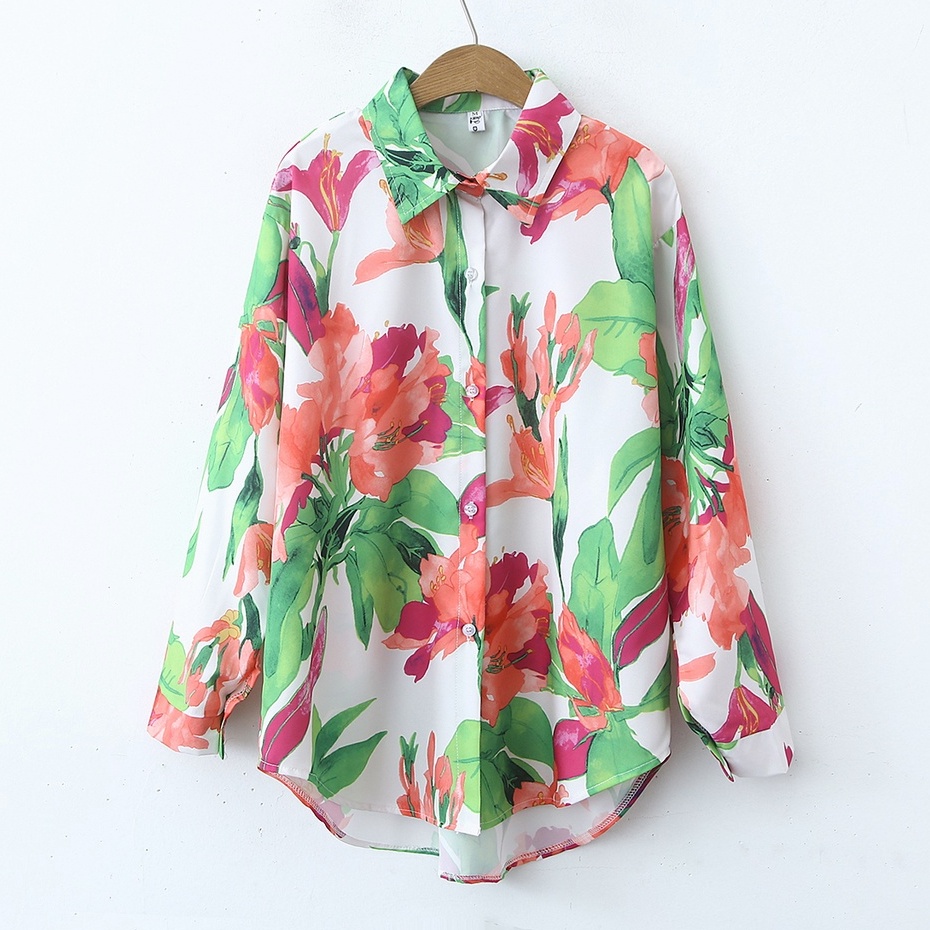 Ready stock European and American style women's new flower print loose ...