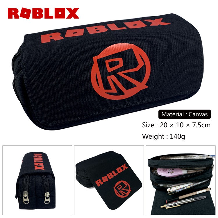 Portable Simple Roblox Game Black Cartoon Canvas Students Stationery Bags - roblox portable