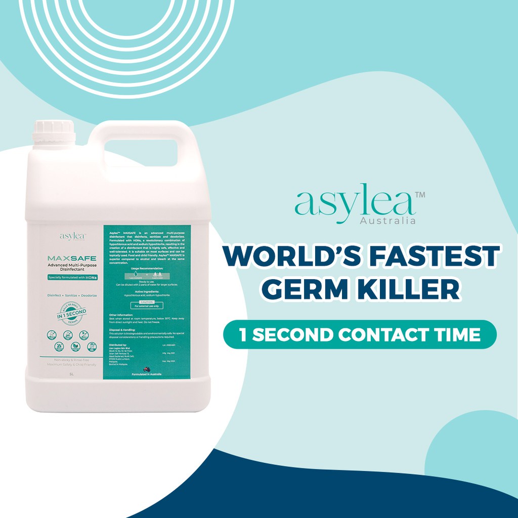 Food Grade Disinfectant 1 Second Contact Time ASYLEA MAXSAFE 5