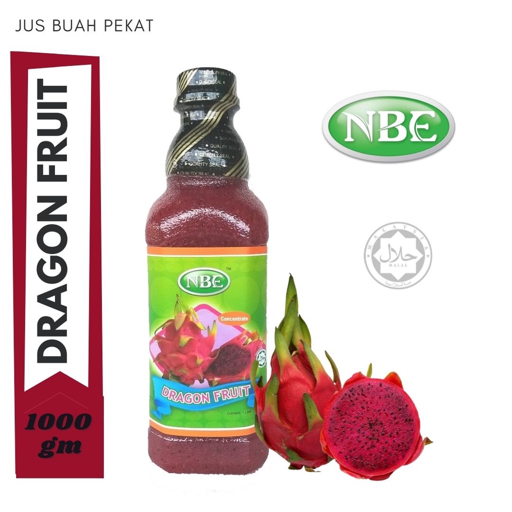 NBE - Jus Buah Pekat/ Fruit Juice Concentrate 1000gm- BUAH NAGA (DRAGON FRUIT) (Kordial/Cordial/Syrup/Sirap)