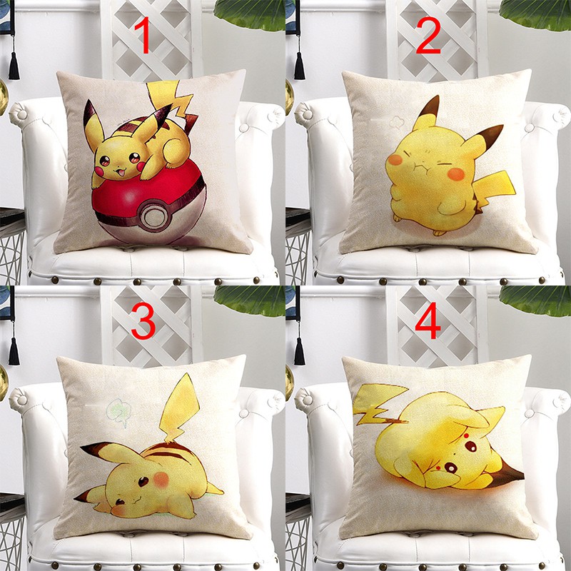 High Quality Linen Throw Pillow Pokemon Pikachu Pattern Cushion