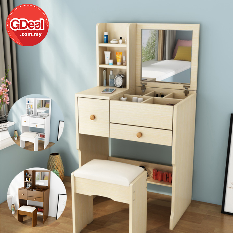 GDeal Small Dressing Table Clamshell Storage Integrated Space