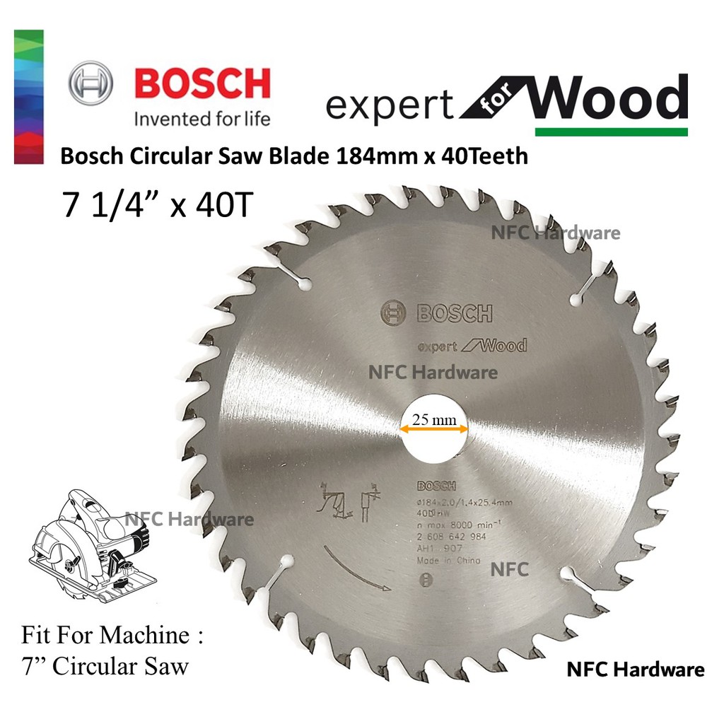 BOSCH Circular Saw Blade 71/4" x 40T Expert for Wood (1 PC) Shopee