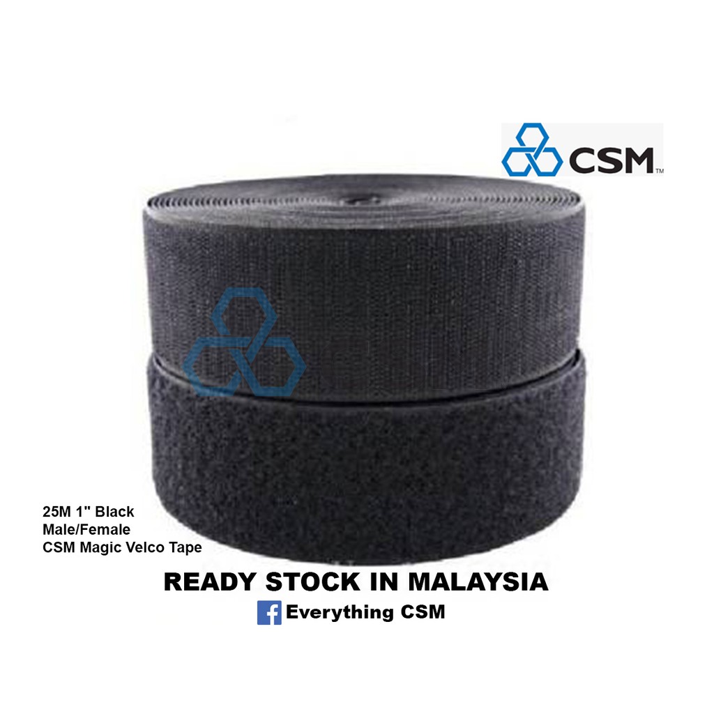 [CSM] 25M 1″ Black Male/Female CSM Magic Velco Tape Shopee Malaysia