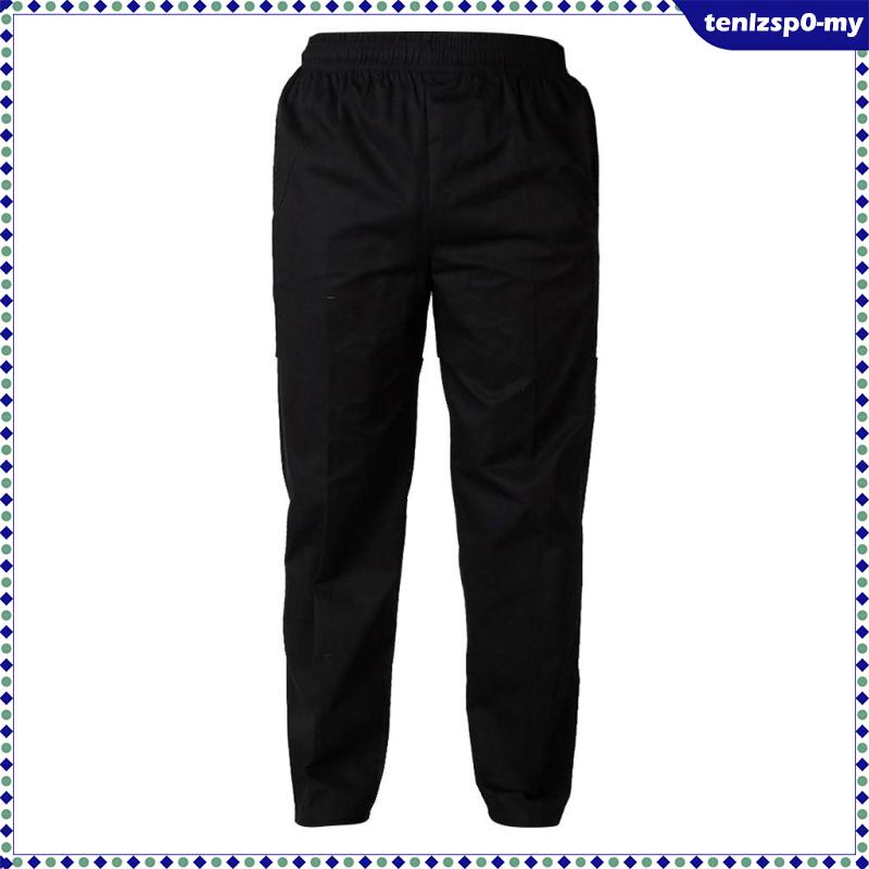Black 4XL Comfortable Unisex Chef Pants Kitchen Restaurant Cook Waiter Work Trousers 4 Patterns 5 Sizes 