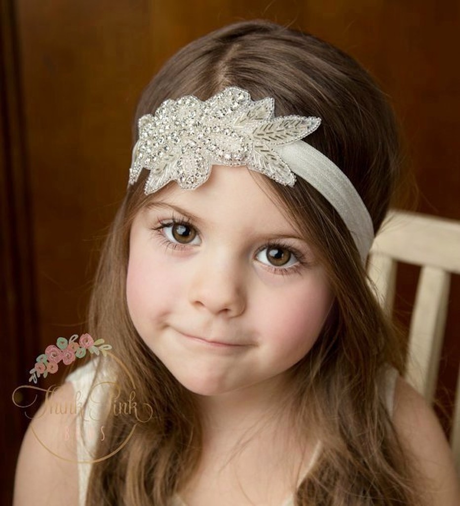 HM Infant Shop [Q510] 2015 European American Children Hair Band Newborn Baby Hand-Beaded Flower Leaf Girl Princess Photography Wedding Accessories Headdress