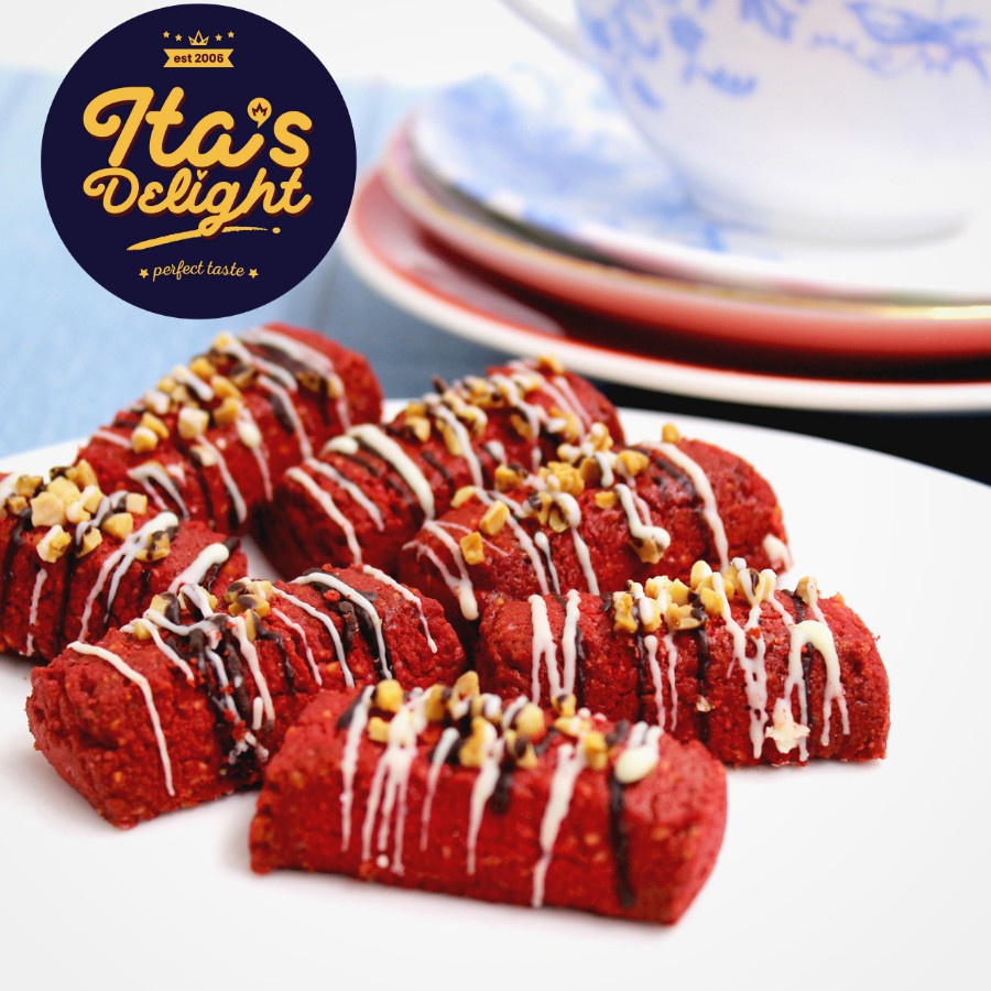 Biskut Kuih Raya Cookies Ita Delight Red Velvet Almond Cookies Shopee Malaysia