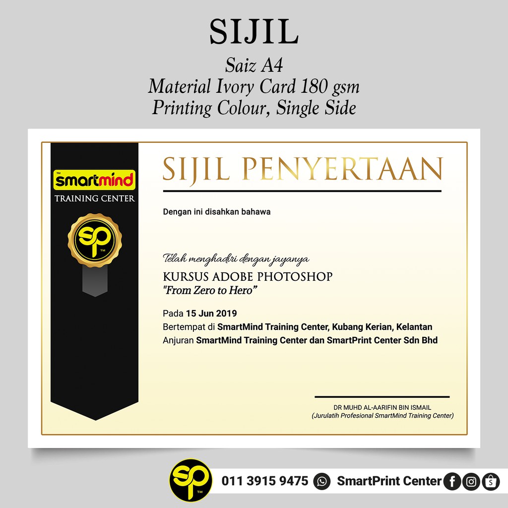 Buy SIJIL PENYERTAAN PROGRAM / SIJIL PENGHARGAAN / CERTIFICATE