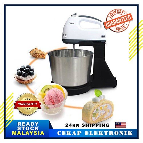 Electric Mixer with 2L Bowl 7 Speed Table Stand Mixer Cake Dough Cookie