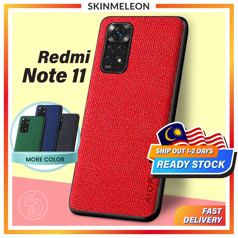 SKINMELEON Redmi Note 11 Casing 4G Case Cross Pattern PU Leather TPU Phone Cover