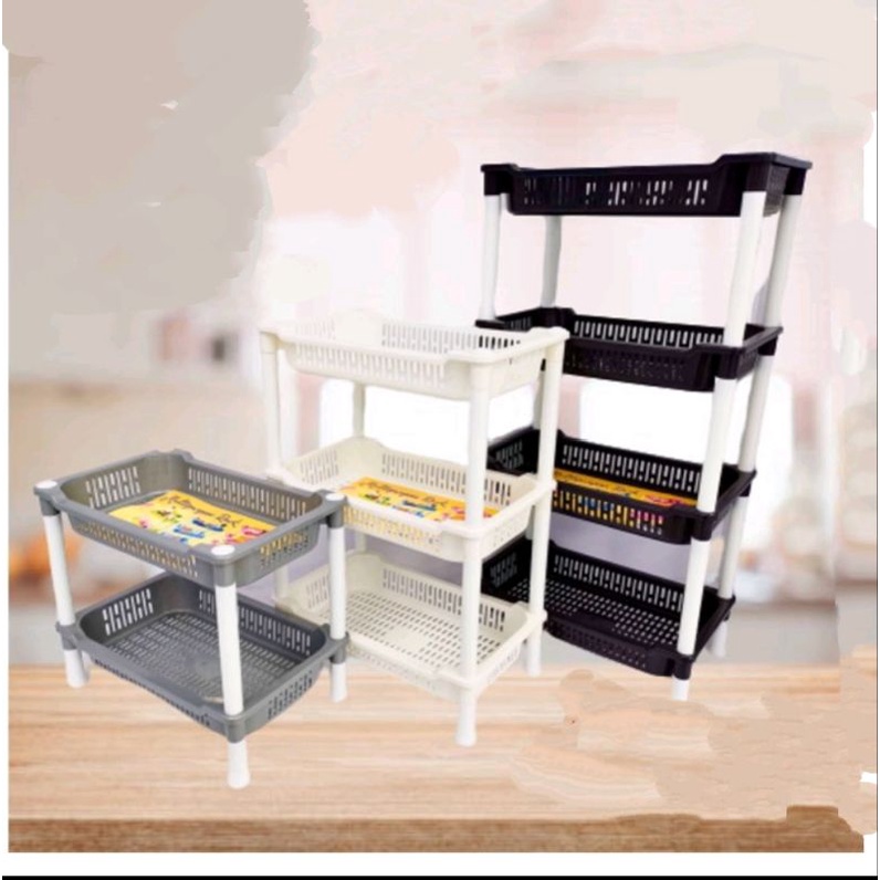 Food Prep rak susun pakaian barang dapur Plastik Plastic rack Shelf almari letak baju pinggan mangkuk organizer kitch... - Image 3