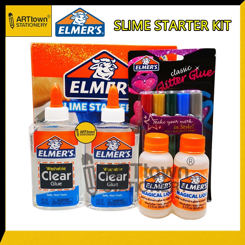 Elmer's Slime Starter Kit - Clear Glue, Glitter Glue Pen and Magical ...