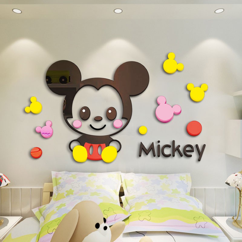 Cartoon Mickey Mouse Donald Duck 3D Acrylic Wall Sticker Children'S Room  Decoration Sticker Kindergarten Wall Sticker 60*36cm | Shopee Malaysia