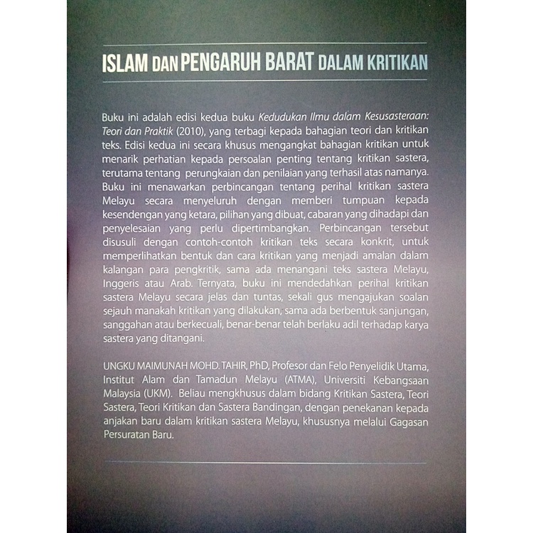 UKM) ISLAM dan PENGARUH BARAT dalam KRITIKAN - Ungku Maimunah Mohd 