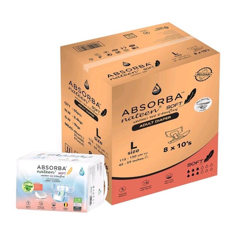 (FREE DELIVERY) Absorba Nateen SOFT Adult Diapers, Lampin Dewasa, Size ...