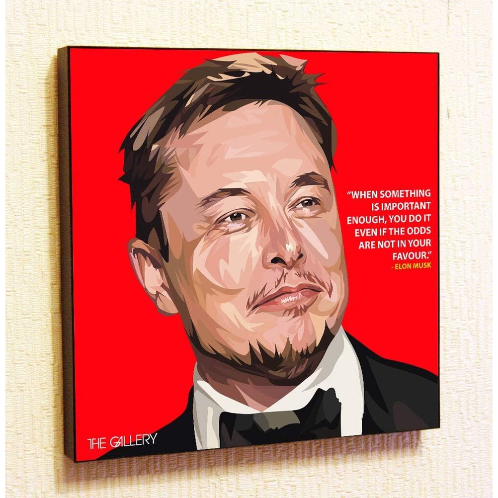 Elon Musk Tesla Framed Poster Pop Art For Decor with Motivational Quotes Printed Canvas Artwork Modern Wall Decor