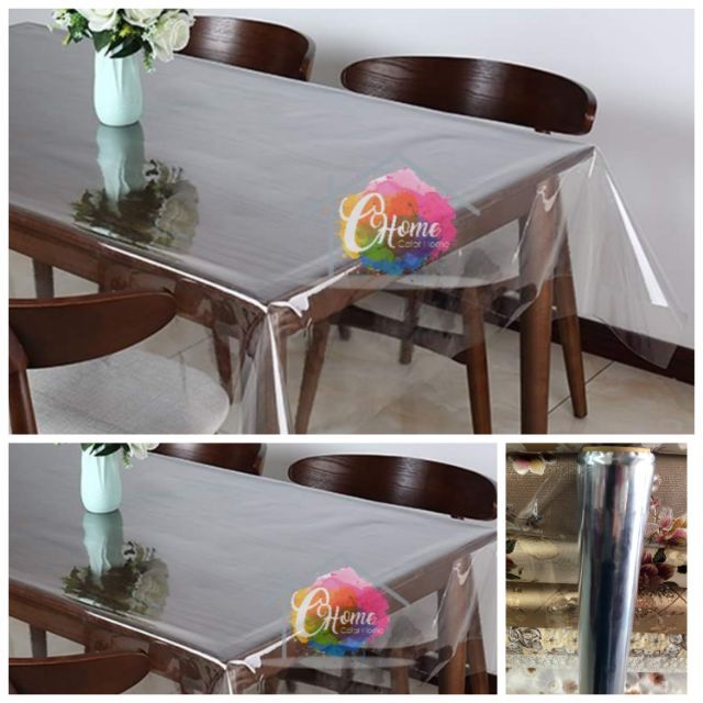 Alas Meja Plastic Transparent Lebar 1 8m 6 Kaki Ready Plastic 0 28mm Shopee Malaysia