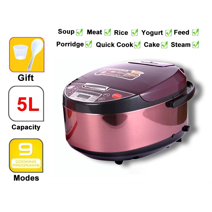 Periuk Nasi Electric Rice Cooker Steam Cooker 5L Intelligent Fixed Time Non Stick Pot Household Kitchen 6-9 Person