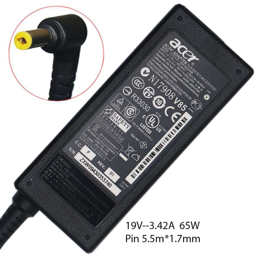 ACER ASPIRE V3471G LAPTOP SMART AC POWER ADAPTER 65W 19V 3.42A DC Pin