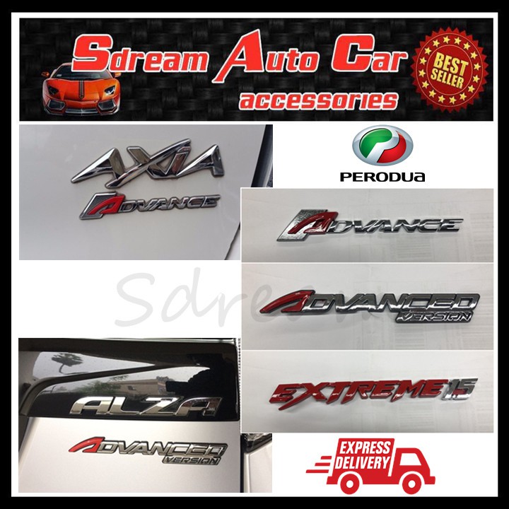 Emblem Logo Alza ADVANCED VERSION Perodua Alza Myvi 