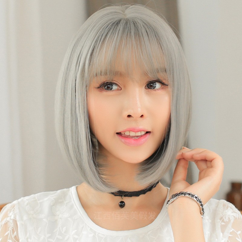 Air Bangs Short Hair Hara Korean Wig Bobo Head Wig Multi Color Girl Wig Cosplay