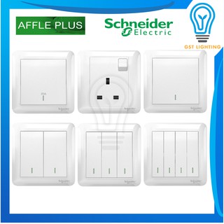 Schneider Affle Plus Series White Switches & Sockets [1G / 2G / 3G / 4G ...