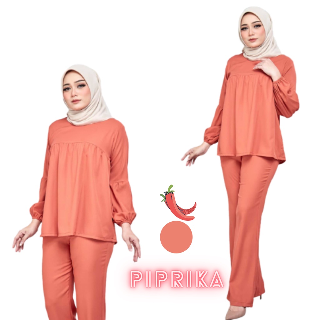 [xs 2xl] Kyra Suit Muslimah Dress Office Wear Short Blouse Seluar Set