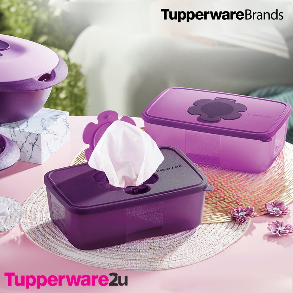 (New)(Ready Stock) Tupperware Purple Royale Tissue box,1.7L (Drewberry or Purlicious)(while stocks last)